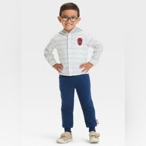 Toddler Boys Marvel Spider-Man 2pc Hoodie Button-down Top And Bottom Set